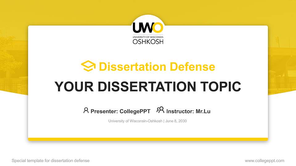 University of Wisconsin-Oshkosh Graduation Thesis Defense PPT Template16:9 ratio PPT effect preview image