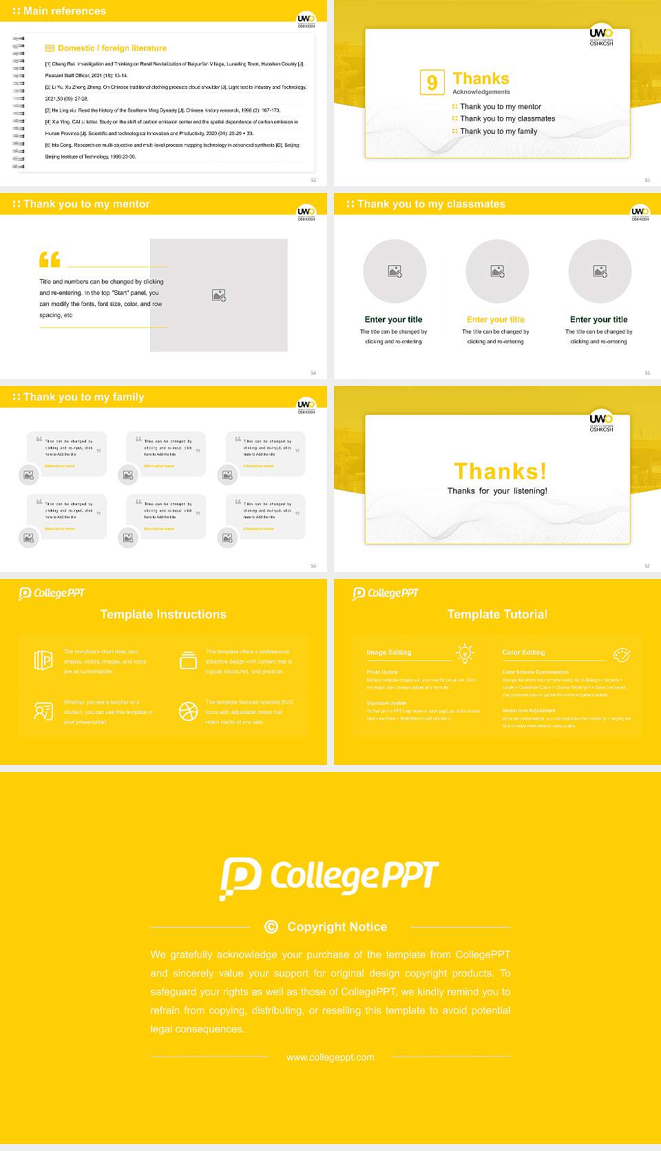 University of Wisconsin-Oshkosh Graduation Thesis Defense PPT Template16:9 ratio PPT effect preview image7
