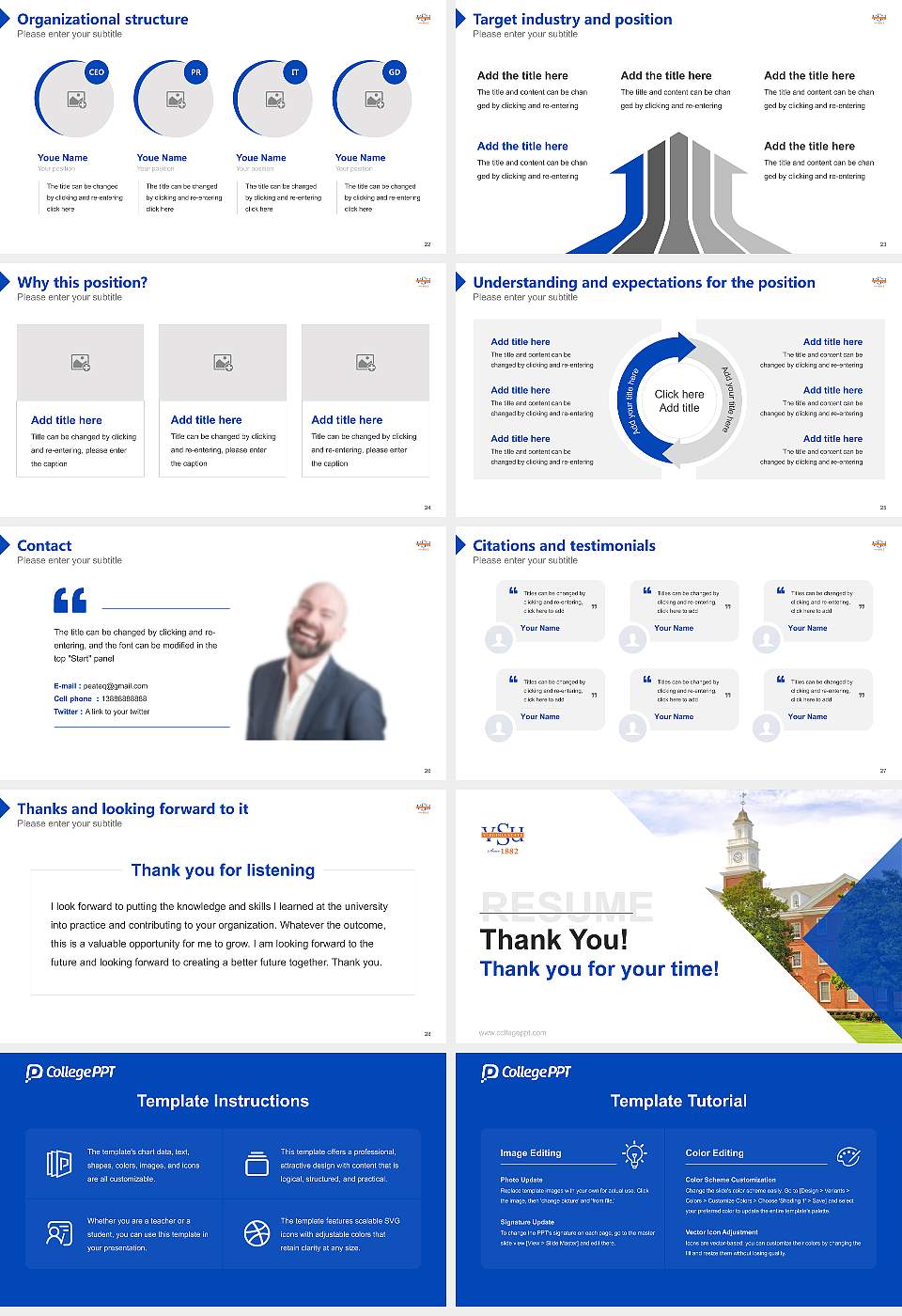 Virginia State University Resume PPT Template16:9 ratio PPT effect preview image4