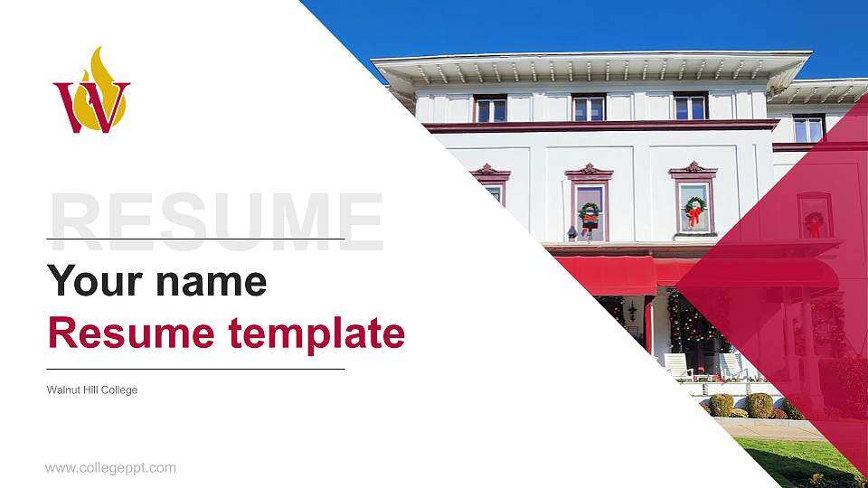 Walnut Hill College Resume PPT Template16:9 ratio PPT effect preview image