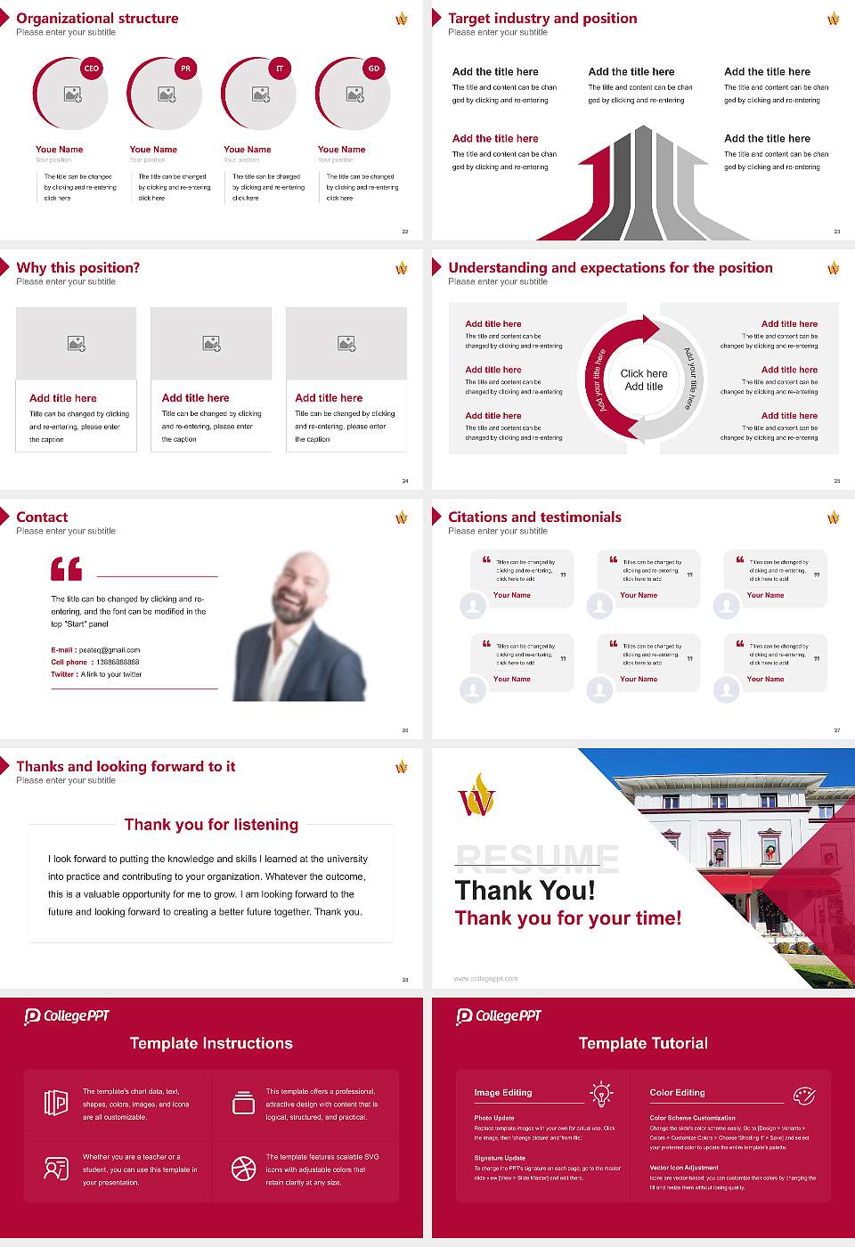 Walnut Hill College Resume PPT Template16:9 ratio PPT effect preview image4