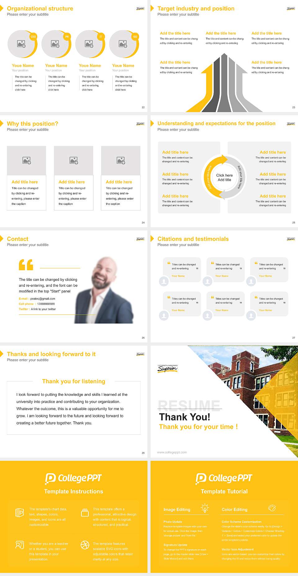 University of Wisconsin-Superior Resume PPT Template4:3 ratio PPT effect preview image4