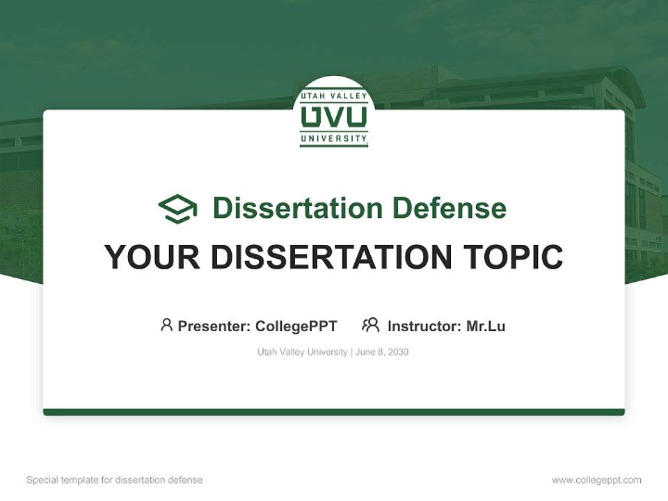 Utah Valley University Graduation Thesis Defense PPT Template4:3 ratio PPT effect preview image7