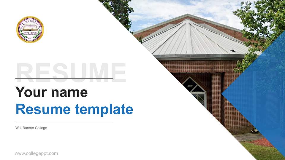W L Bonner College Resume PPT Template16:9 ratio PPT effect preview image