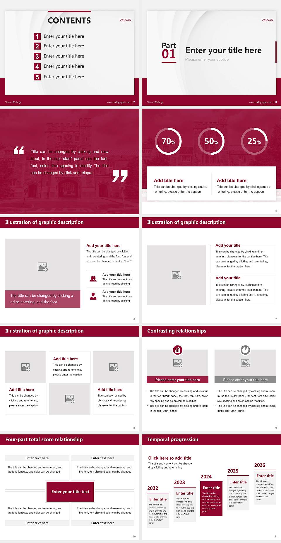 Vassar College Thesis Proposal/Graduation Defense PPT Template4:3 ratio PPT effect preview image2