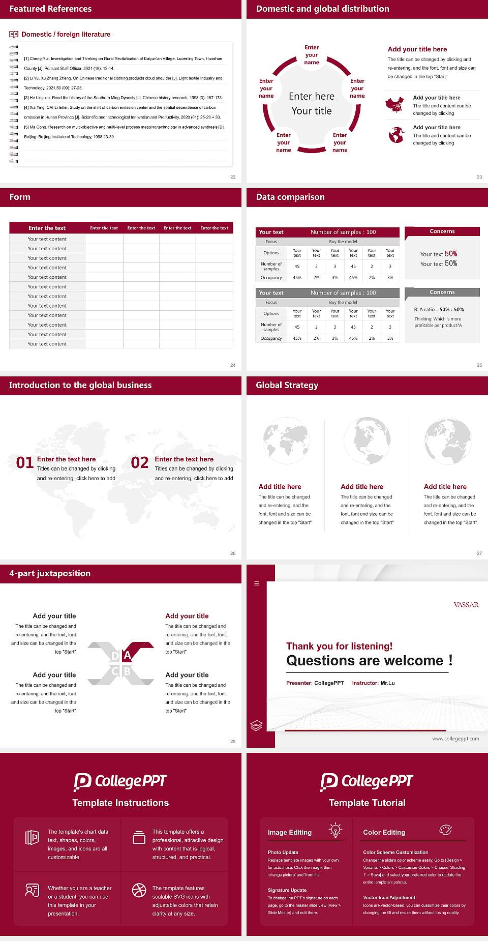 Vassar College Thesis Proposal/Graduation Defense PPT Template4:3 ratio PPT effect preview image4