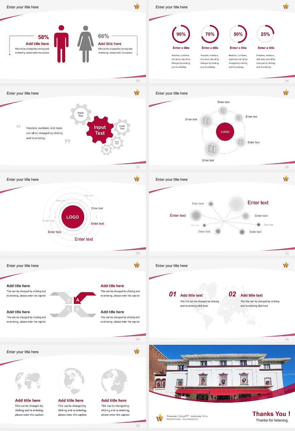 Walnut Hill College Course/Courseware Creation PPT Template16:9 ratio PPT effect preview image4