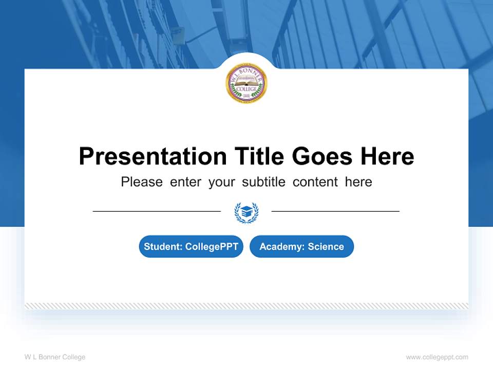 W L Bonner College National Scholarship Defense PPT Template4:3 ratio PPT effect preview image4