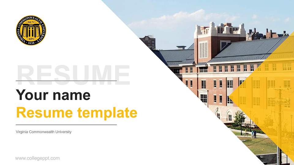 Virginia Commonwealth University Resume PPT Template16:9 ratio PPT effect preview image