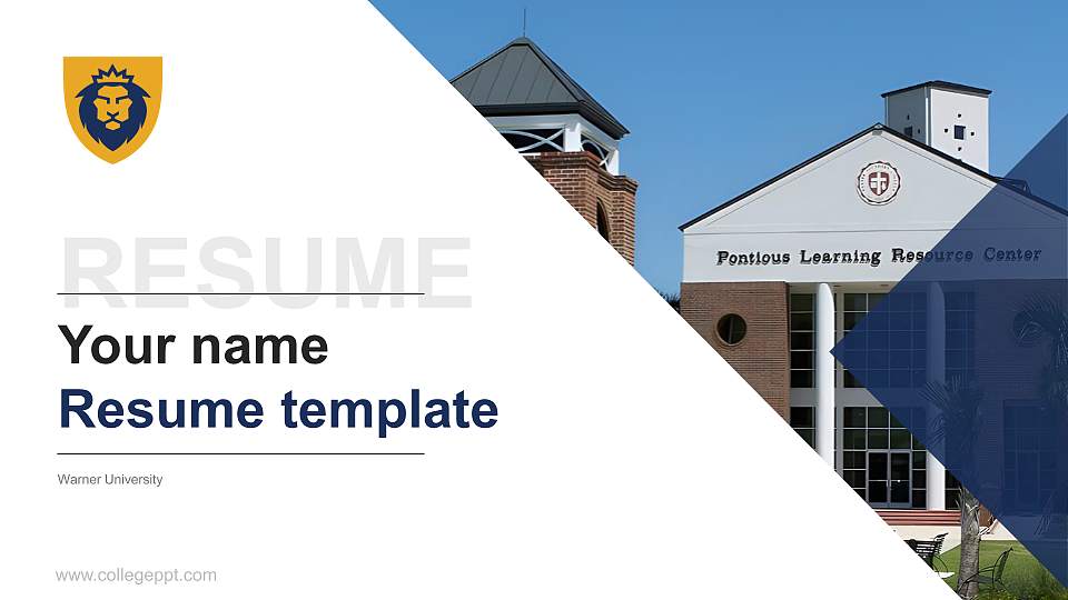 Warner University Resume PPT Template16:9 ratio PPT effect preview image