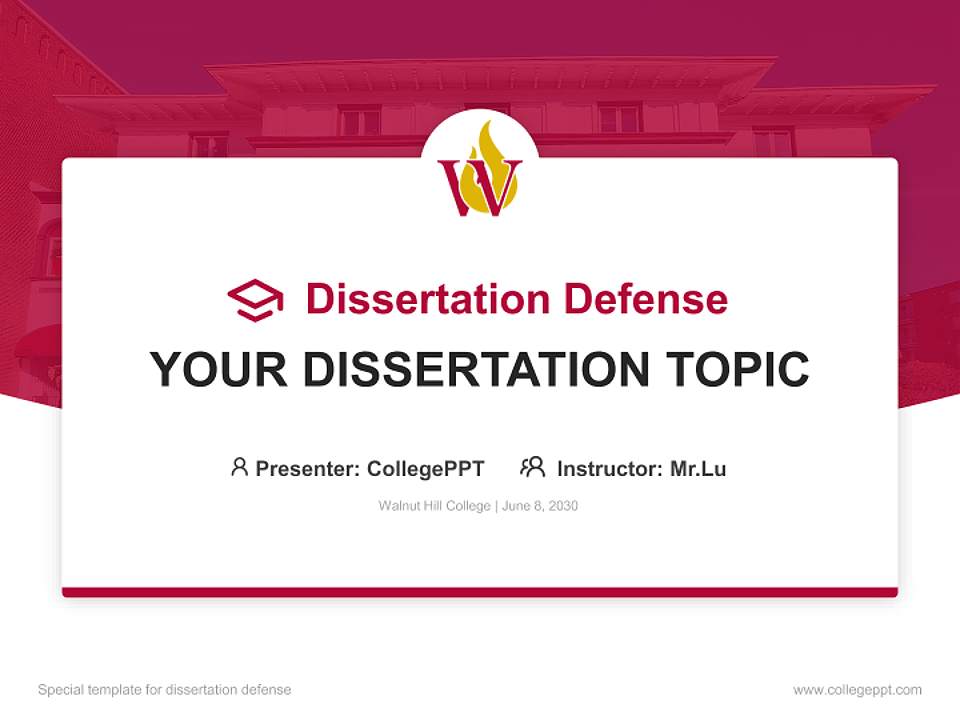Walnut Hill College Graduation Thesis Defense PPT Template4:3 ratio PPT effect preview image7