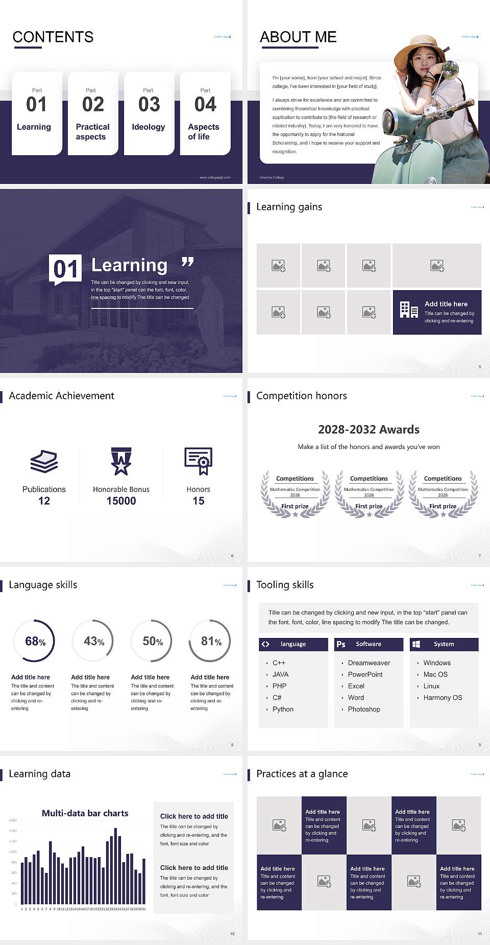 Ursuline College National Scholarship Defense PPT Template4:3 ratio PPT effect preview image2