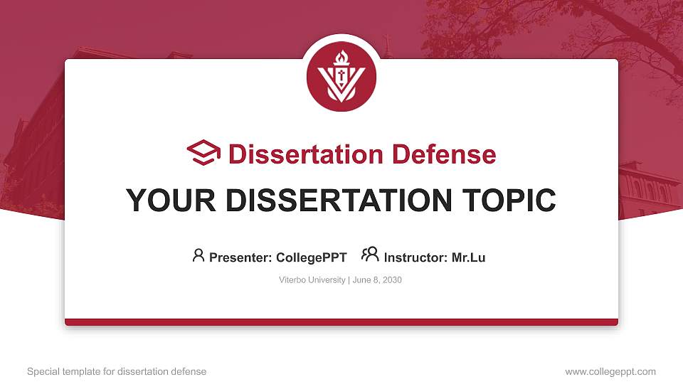 Viterbo University Graduation Thesis Defense PPT Template16:9 ratio PPT effect preview image