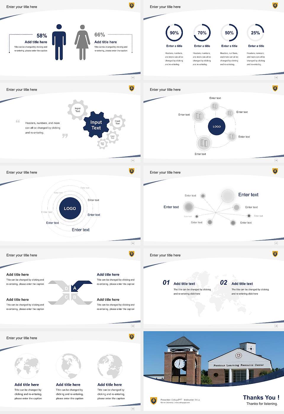 Warner University Course/Courseware Creation PPT Template16:9 ratio PPT effect preview image4