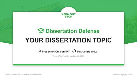 Vermont Technical College Graduation Thesis Defense PPT Template