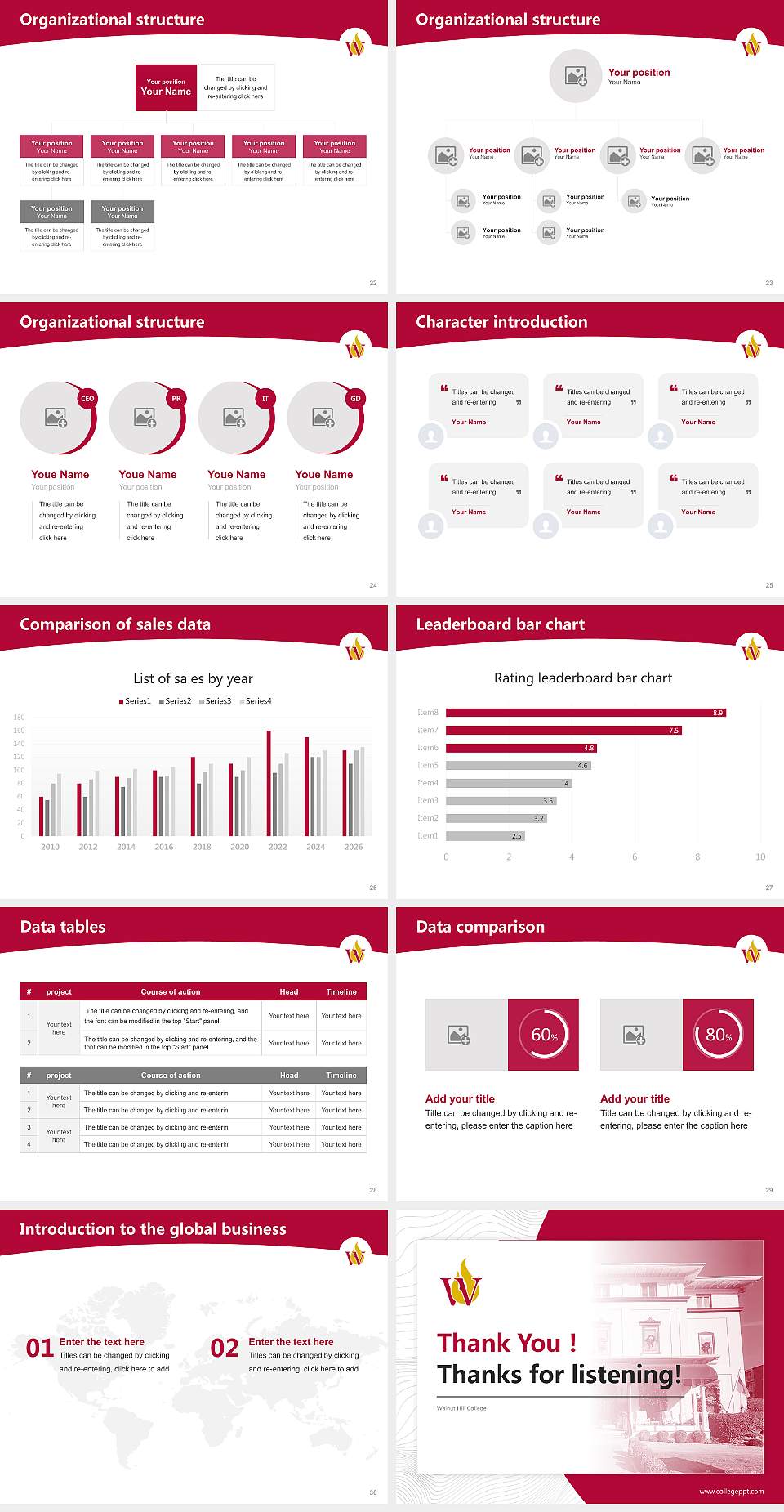 Walnut Hill College Academic Presentation/Research Findings Report PPT Template4:3 ratio PPT effect preview image4
