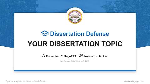 W L Bonner College Graduation Thesis Defense PPT Template