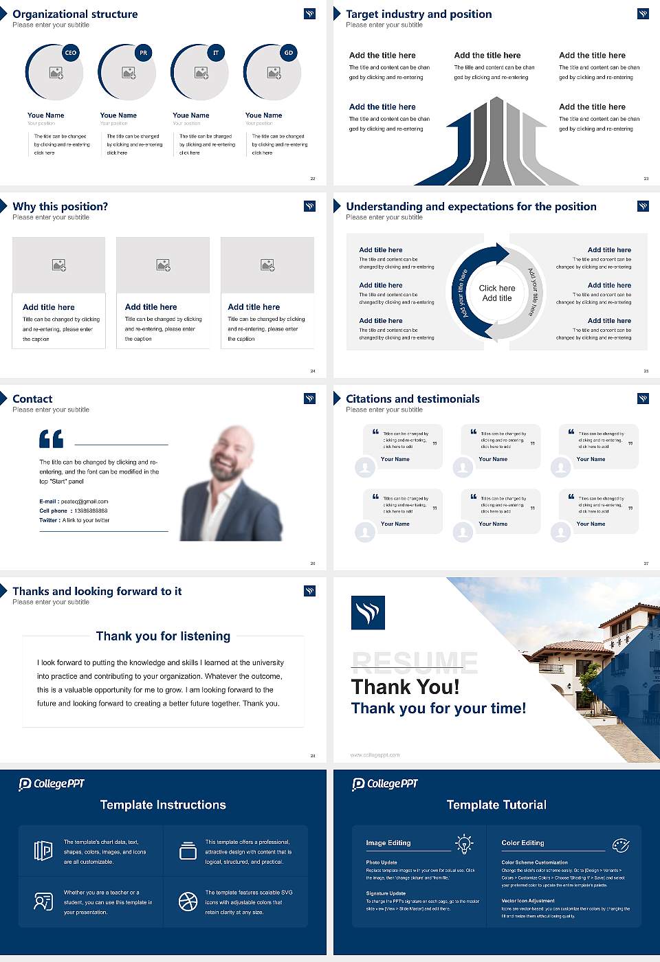 Vanguard University of Southern California Resume PPT Template16:9 ratio PPT effect preview image4