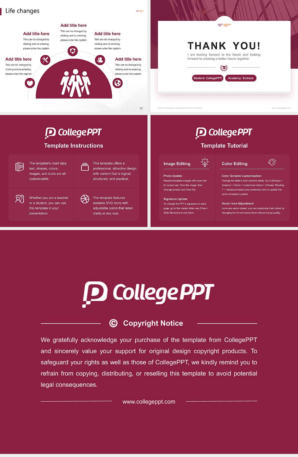 Virginia Polytechnic Institute and State University National Scholarship Defense PPT Template4:3 ratio PPT effect preview image4