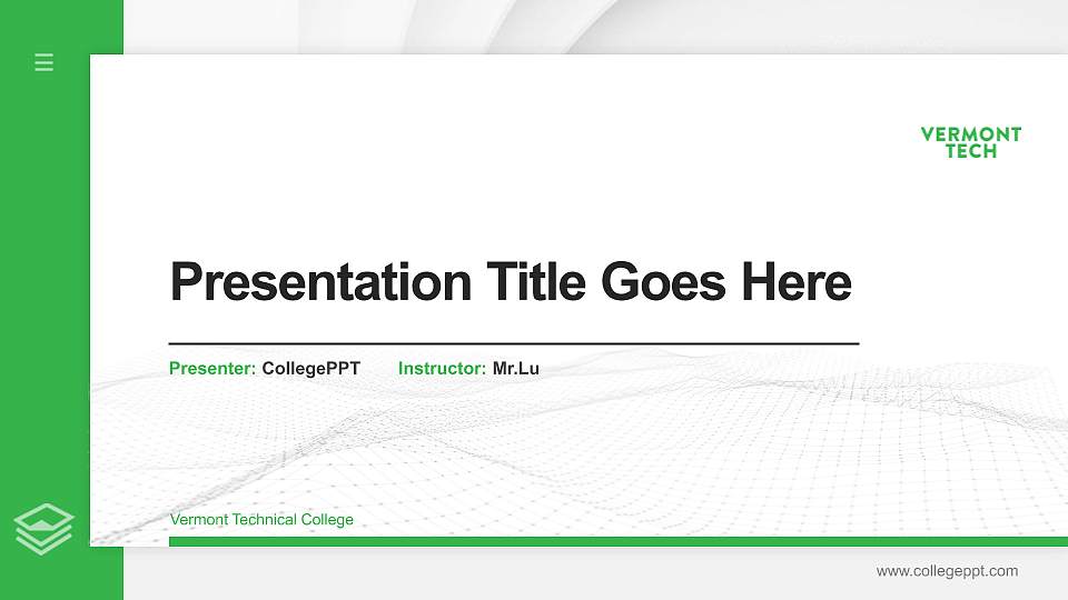 Vermont Technical College Thesis Proposal/Graduation Defense PPT Template16:9 ratio PPT effect preview image