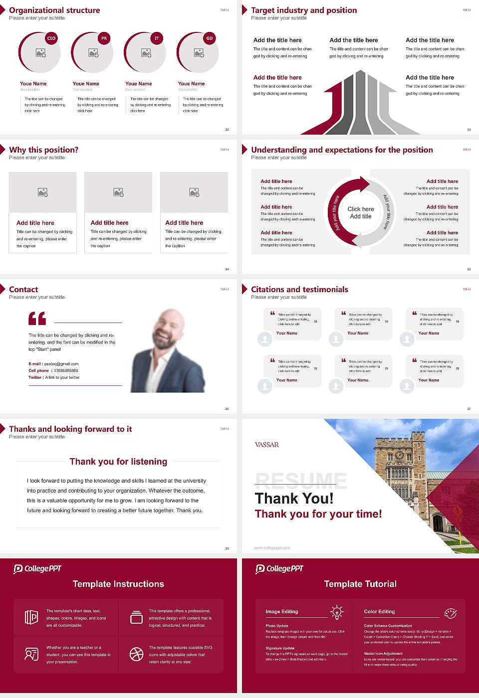 Vassar College Resume PPT Template16:9 ratio PPT effect preview image4