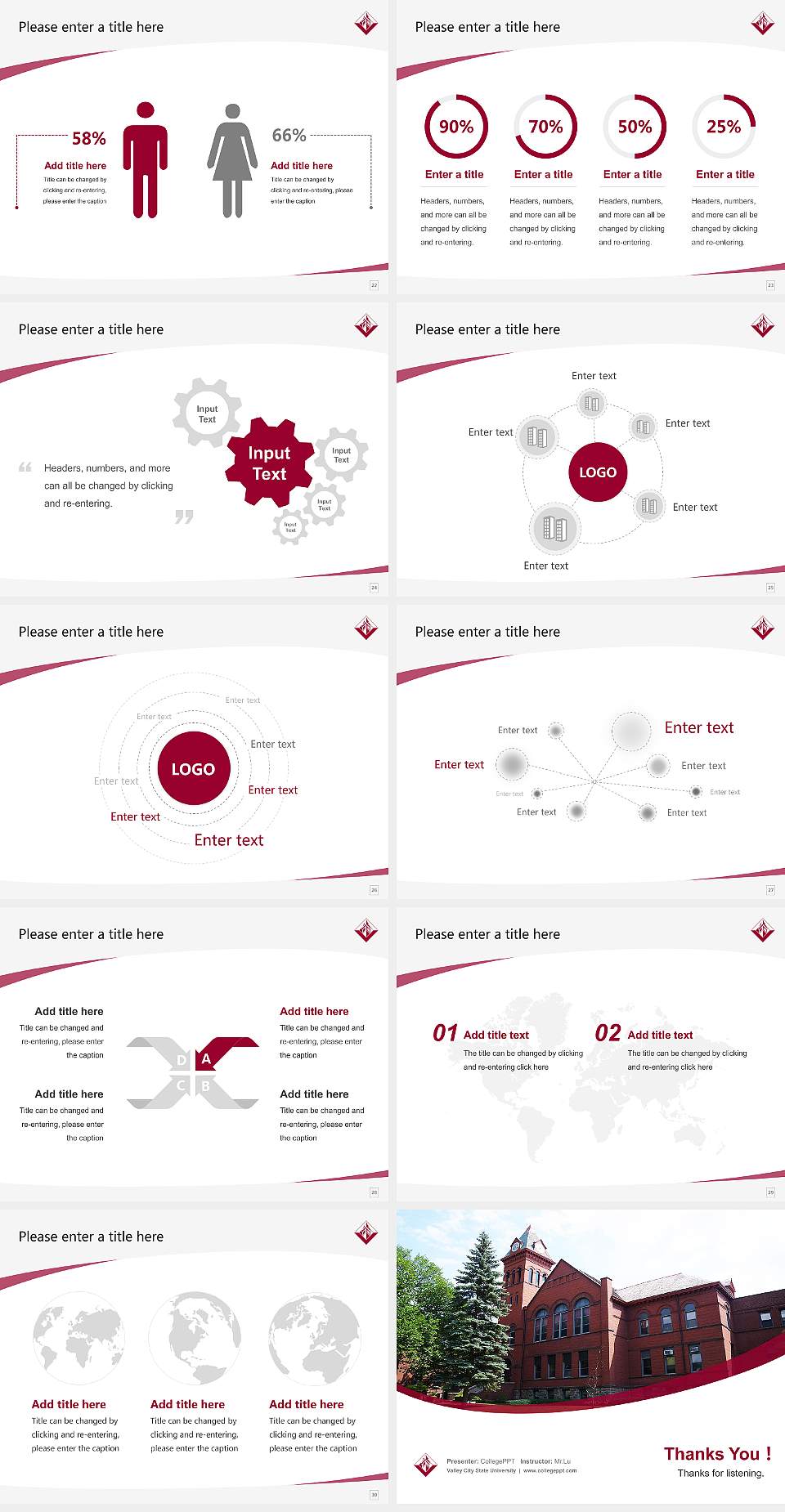 Valley City State University Course/Courseware Creation PPT Template4:3 ratio PPT effect preview image4