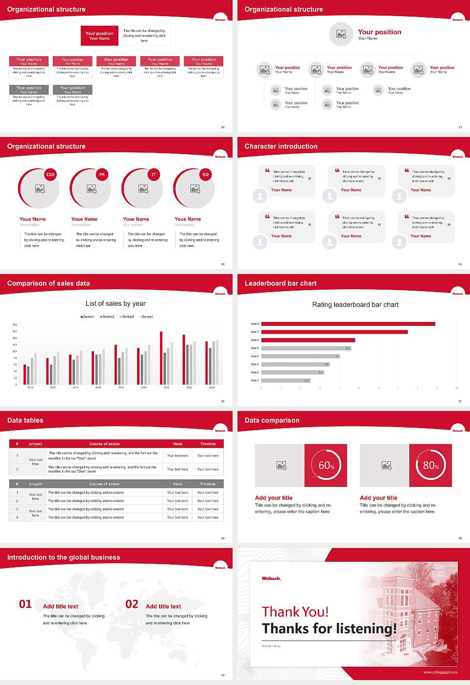 Wabash College Academic Presentation/Research Findings Report PPT Template16:9 ratio PPT effect preview image4