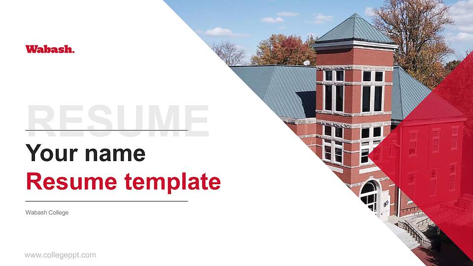 Wabash College Resume PPT Template16:9 ratio PPT effect preview image