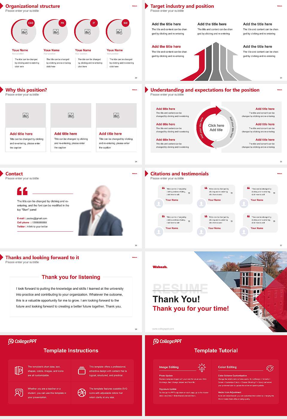 Wabash College Resume PPT Template16:9 ratio PPT effect preview image4