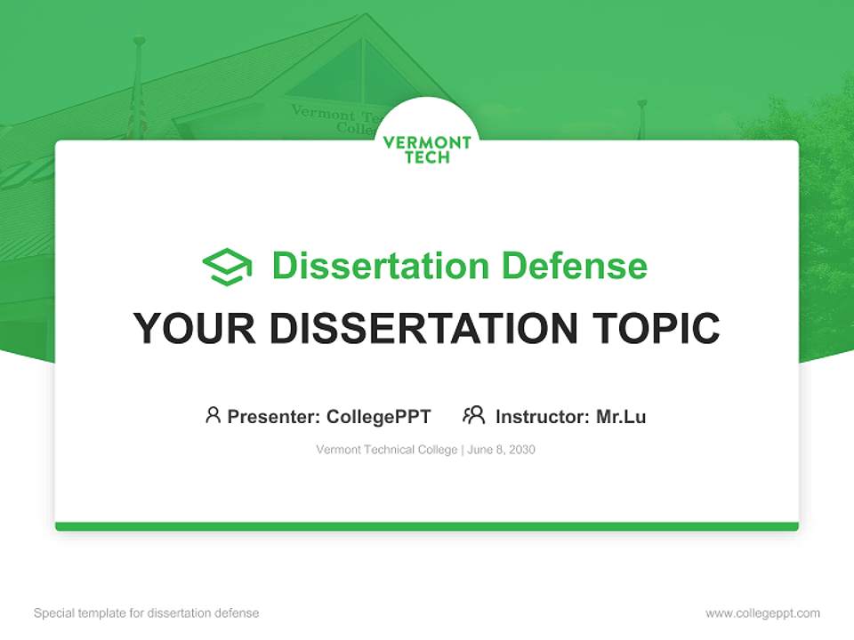 Vermont Technical College Graduation Thesis Defense PPT Template4:3 ratio PPT effect preview image7