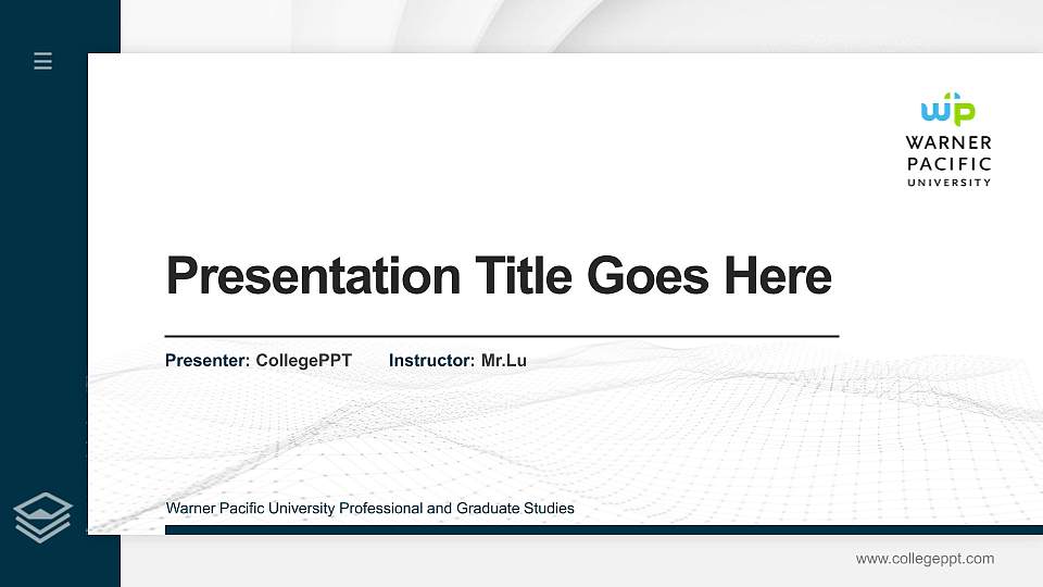 Warner Pacific University Professional and Graduate Studies Thesis Proposal/Graduation Defense PPT Template16:9 ratio PPT effect preview image