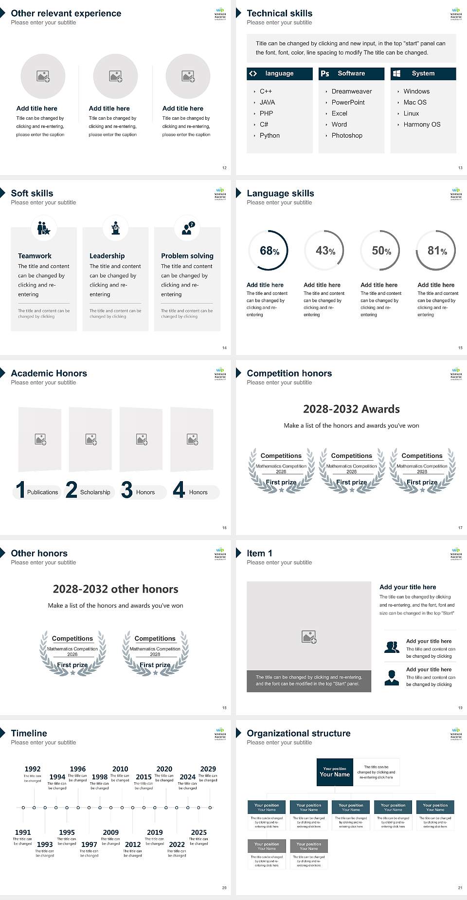 Warner Pacific University Resume PPT Template4:3 ratio PPT effect preview image3