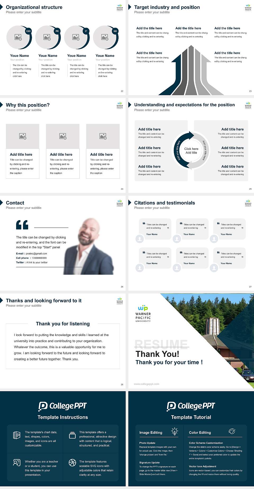 Warner Pacific University Resume PPT Template4:3 ratio PPT effect preview image4