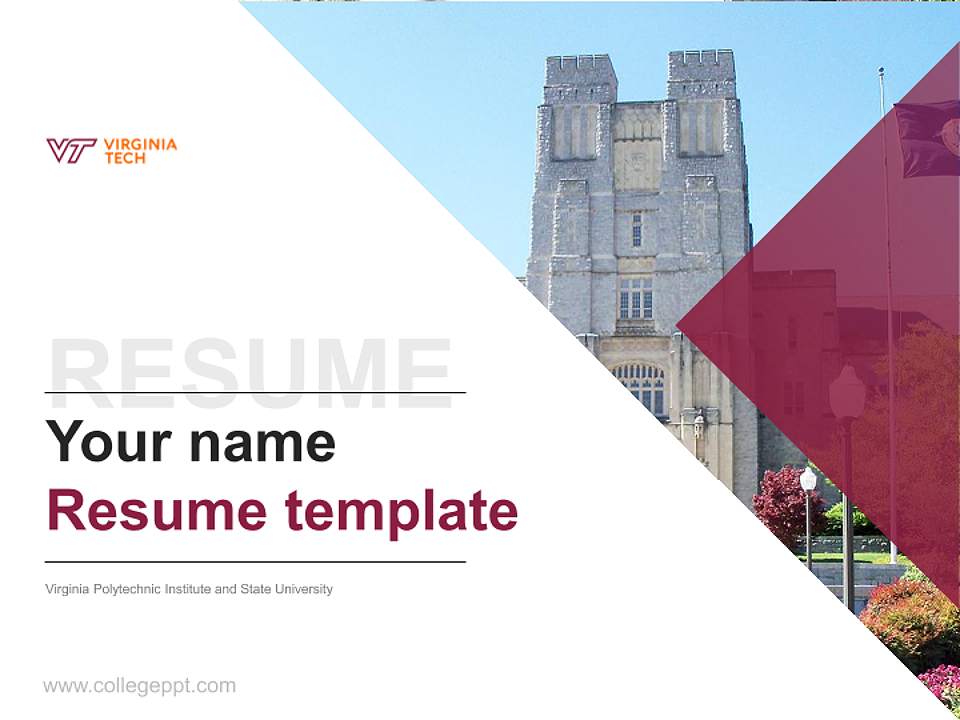 Virginia Polytechnic Institute and State University Resume PPT Template4:3 ratio PPT effect preview image5