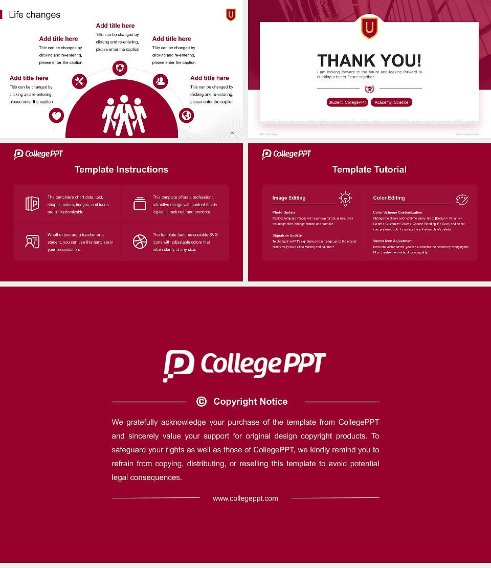 Ursinus College National Scholarship Defense PPT Template16:9 ratio PPT effect preview image4