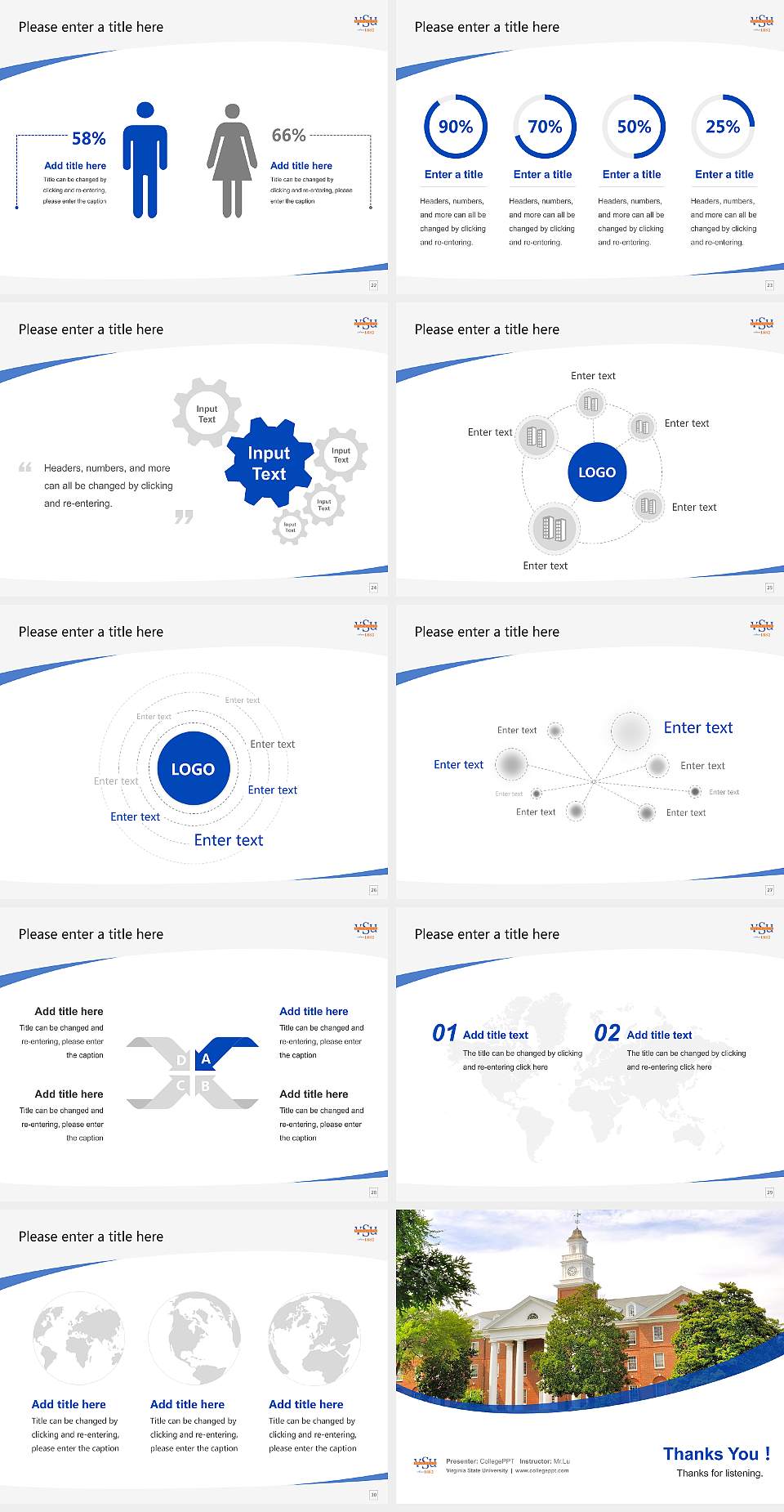 Virginia State University Course/Courseware Creation PPT Template4:3 ratio PPT effect preview image4