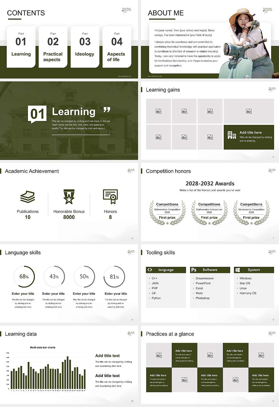 Walla Walla University National Scholarship Defense PPT Template16:9 ratio PPT effect preview image2