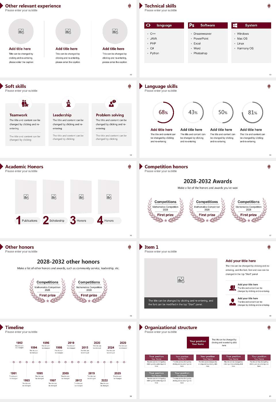 Walsh University Resume PPT Template16:9 ratio PPT effect preview image3