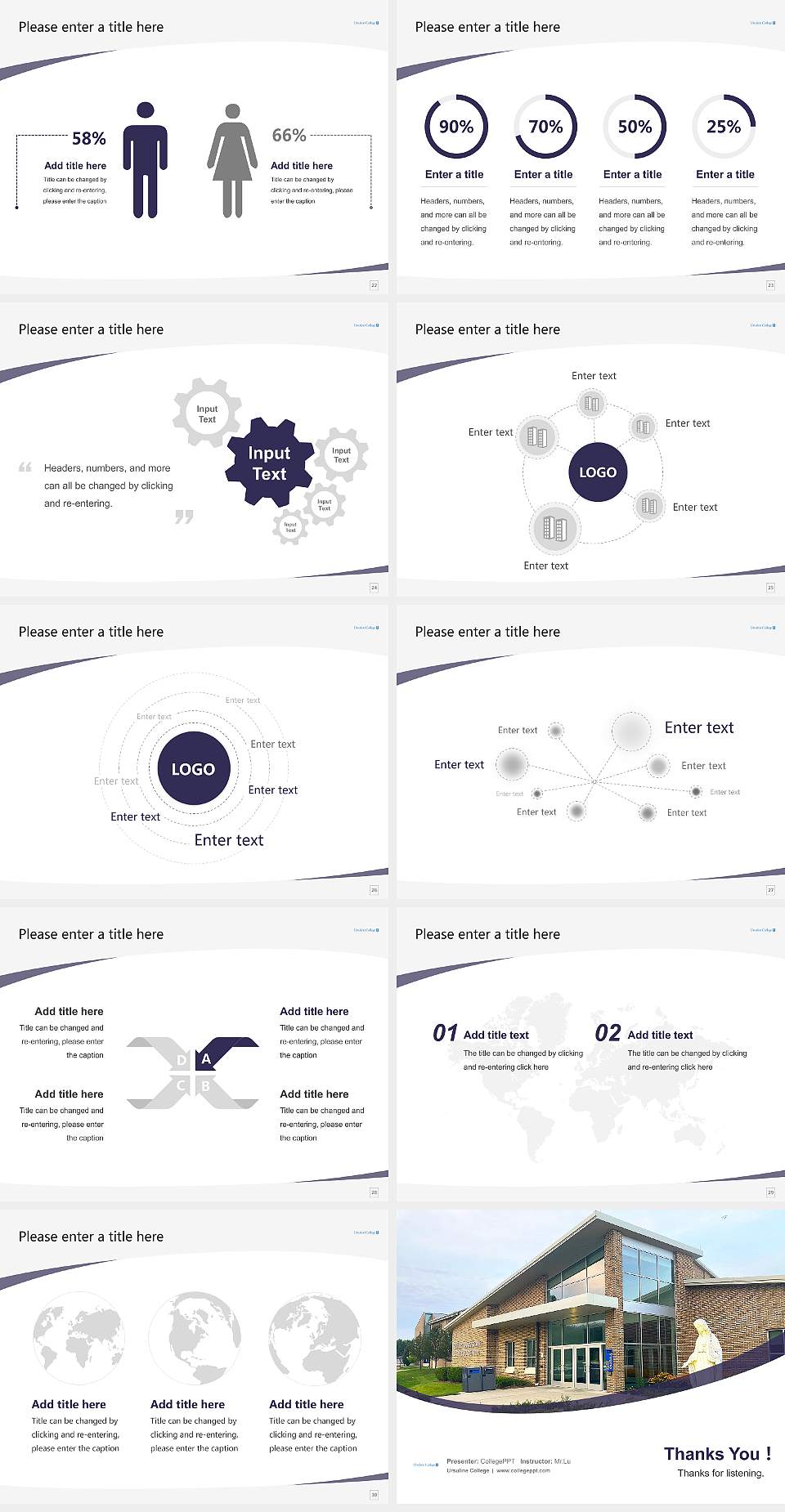 Ursuline College Course/Courseware Creation PPT Template4:3 ratio PPT effect preview image4