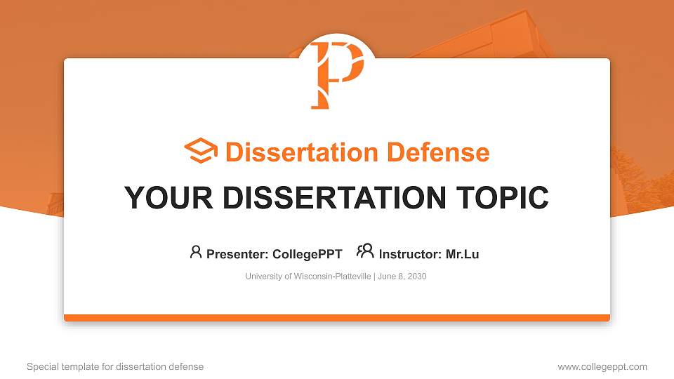 University of Wisconsin-Platteville Graduation Thesis Defense PPT Template16:9 ratio PPT effect preview image1