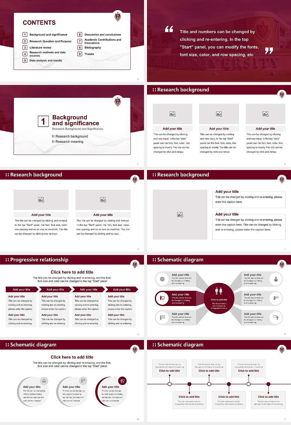 Walsh University Graduation Thesis Defense PPT Template16:9 ratio PPT effect preview image2
