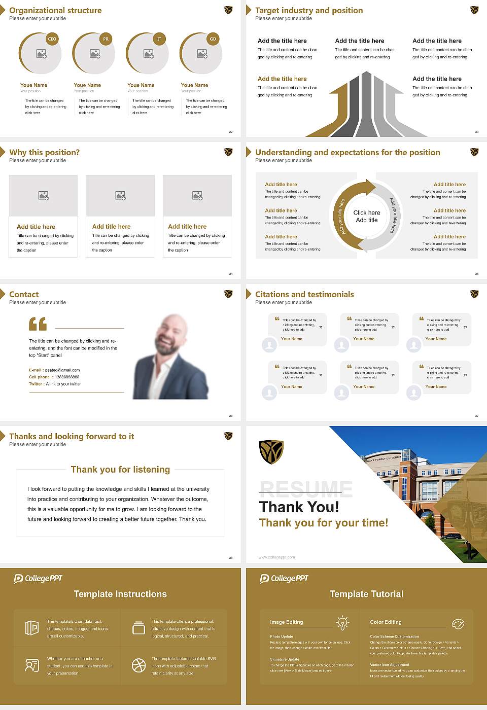 Wake Forest University Resume PPT Template16:9 ratio PPT effect preview image4