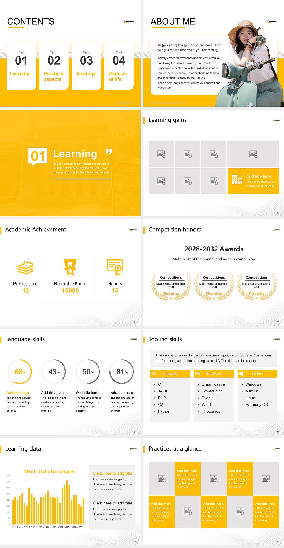 University of Wisconsin-Milwaukee Flex National Scholarship Defense PPT Template4:3 ratio PPT effect preview image2