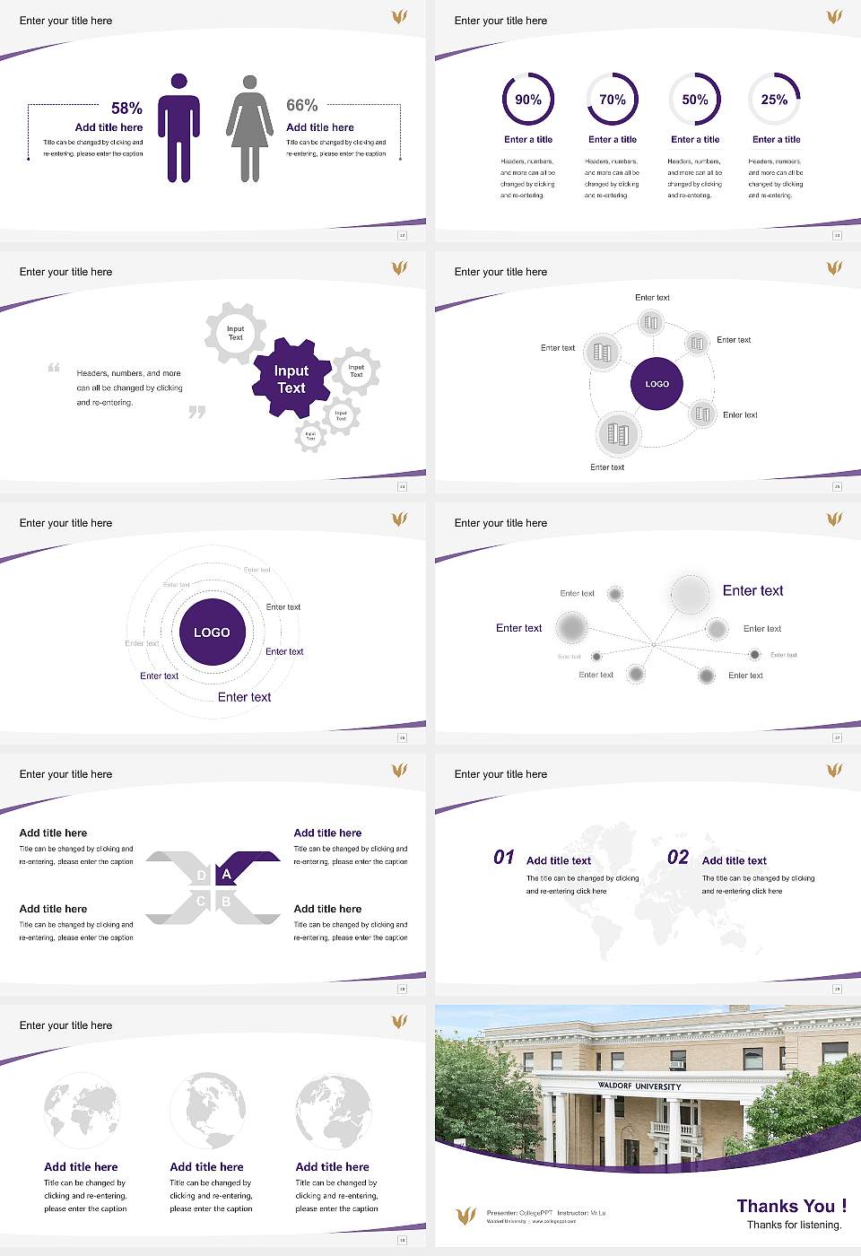 Waldorf University Course/Courseware Creation PPT Template16:9 ratio PPT effect preview image4