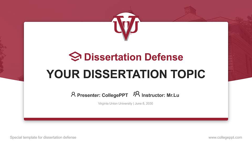 Virginia Union University Graduation Thesis Defense PPT Template16:9 ratio PPT effect preview image