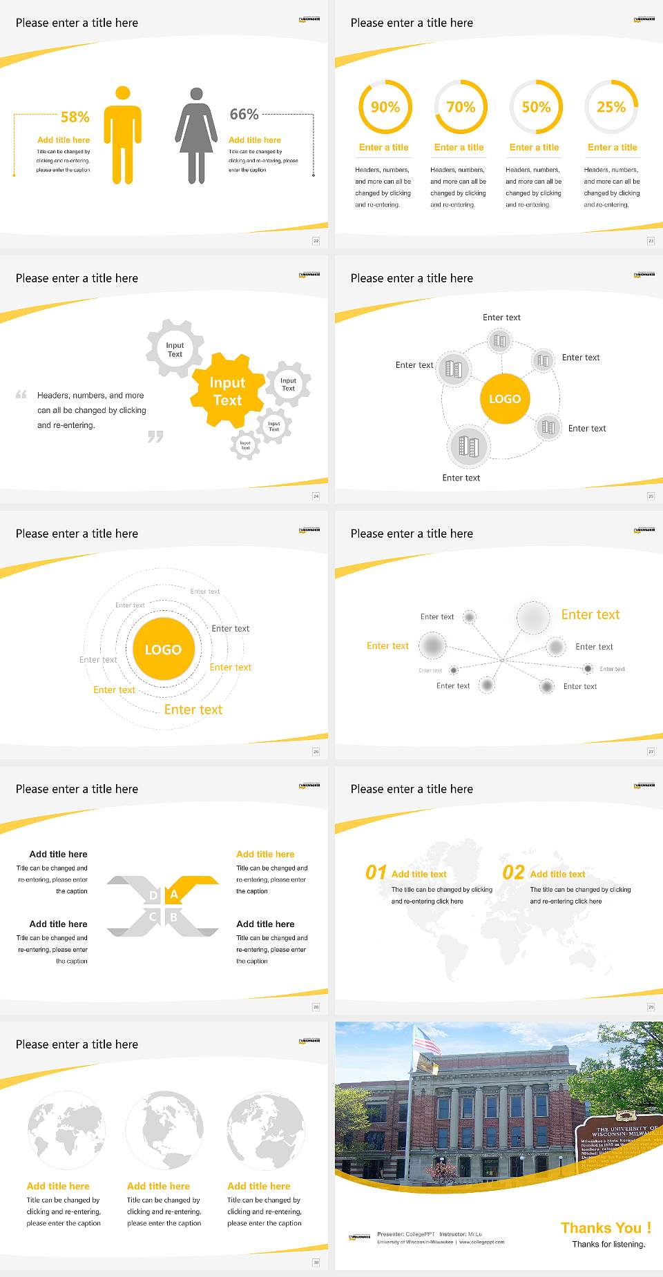 University of Wisconsin-Milwaukee Course/Courseware Creation PPT Template4:3 ratio PPT effect preview image4