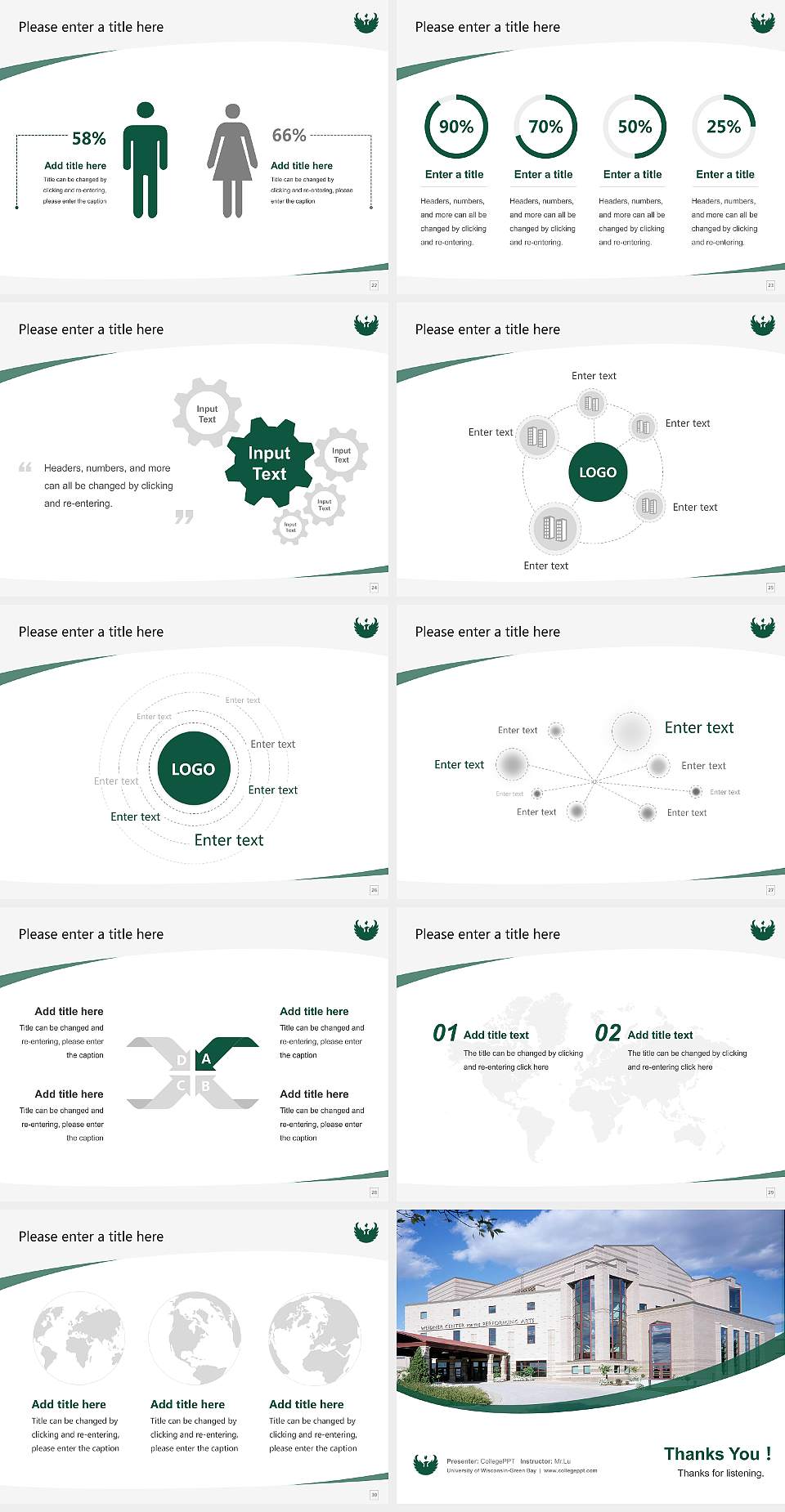 University of Wisconsin-Green Bay Course/Courseware Creation PPT Template4:3 ratio PPT effect preview image4