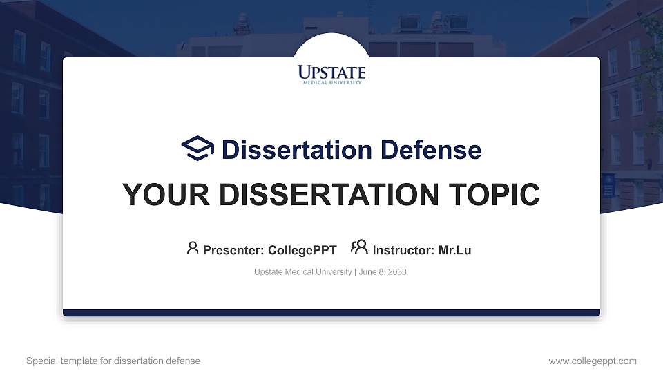 Upstate Medical University Graduation Thesis Defense PPT Template16:9 ratio PPT effect preview image
