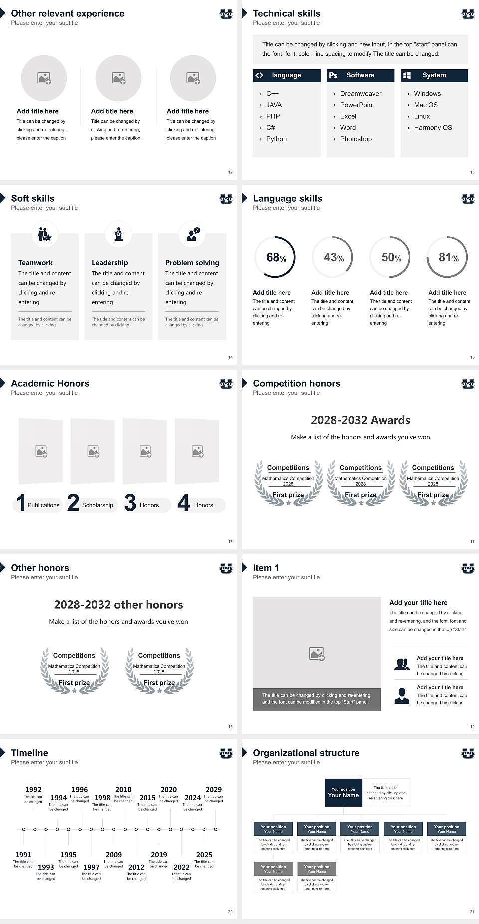 Utah State University Resume PPT Template4:3 ratio PPT effect preview image3