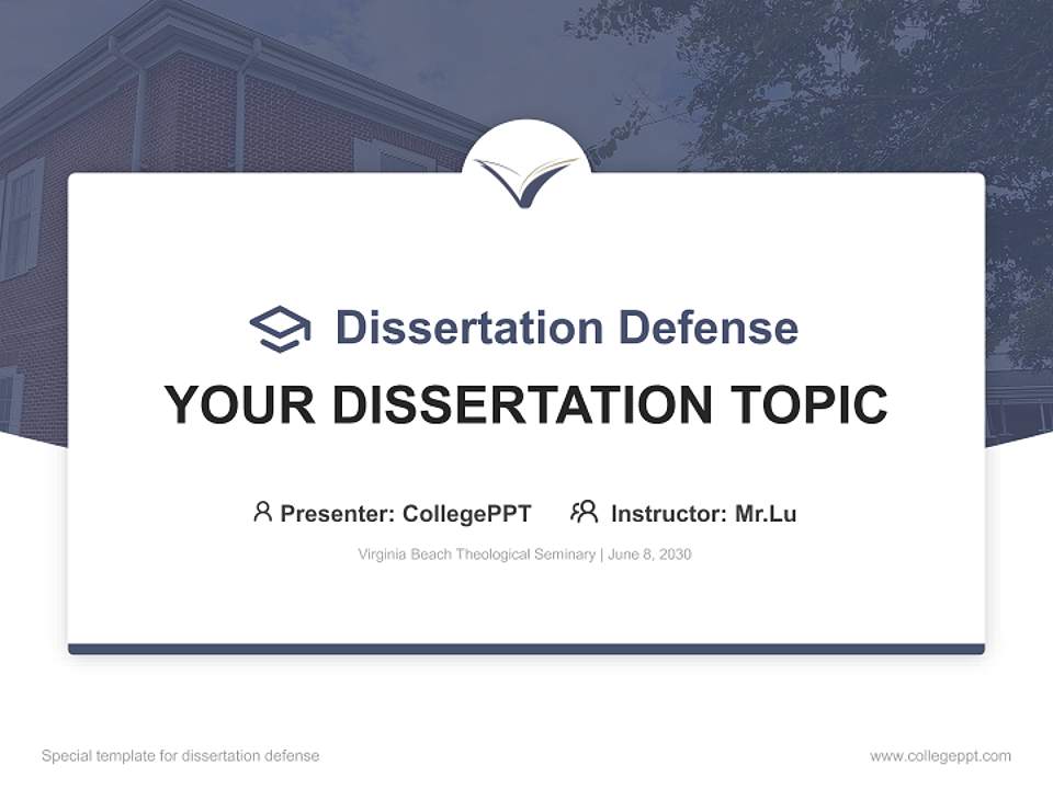 Virginia Beach Theological Seminary Graduation Thesis Defense PPT Template4:3 ratio PPT effect preview image7